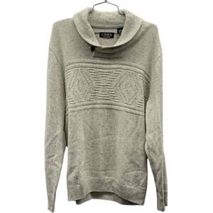 Vintage Chaps 60% Cotton Shawl Collar Sweater L Made in Hong Kong